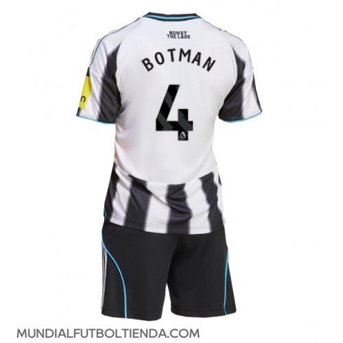 Camiseta Newcastle United Sven Botman #4 Primera Equipación Replica 2025-26 para niños mangas cortas (+ Pantalones cortos)